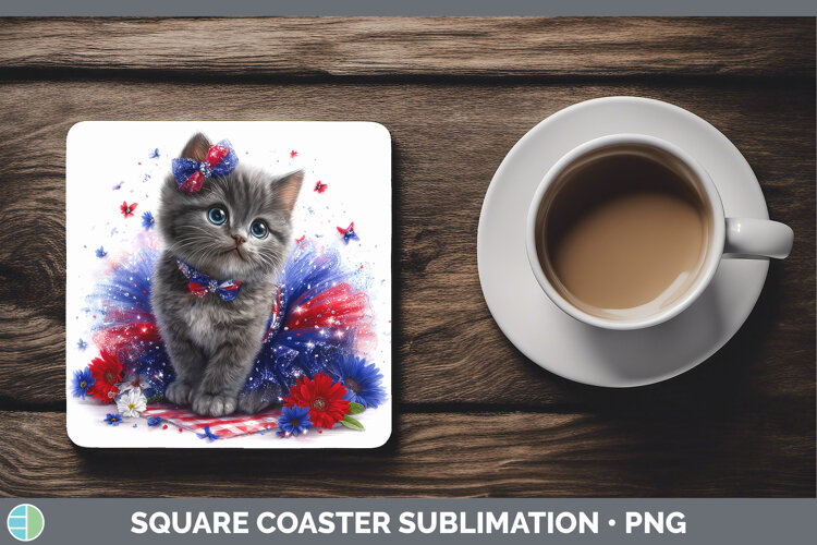GorgeousCats Patriotic Square Coaster design.