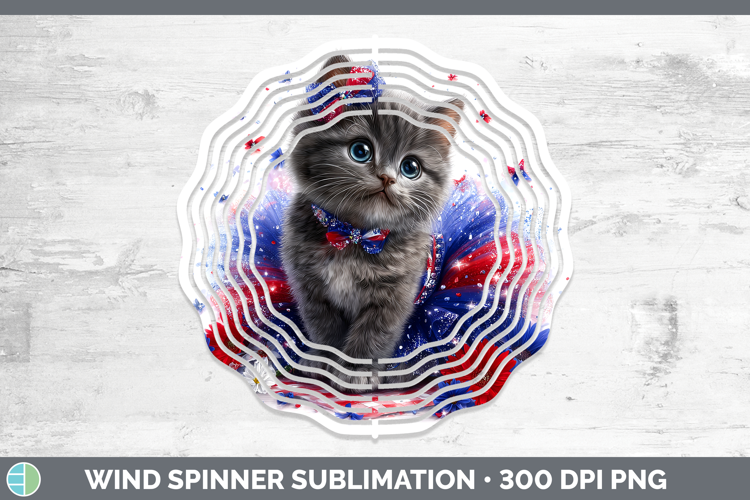 Cats Patriotic Russian Blue Cat Wind Spinner Sublimation Spi