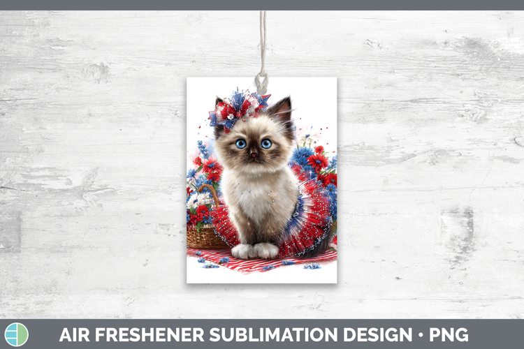 Cats Patriotic Siamese Cat Air Freshener Sublimation Car Fre