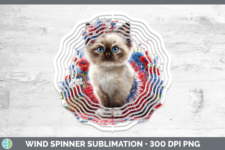 Cats Patriotic Siamese Cat Wind Spinner Sublimation Spinner