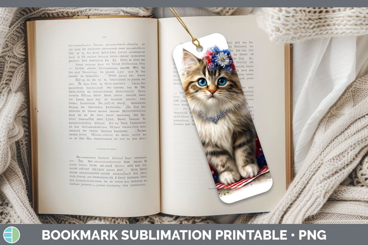 Cats Patriotic Siberian Cat Bookmark Sublimation Printable D