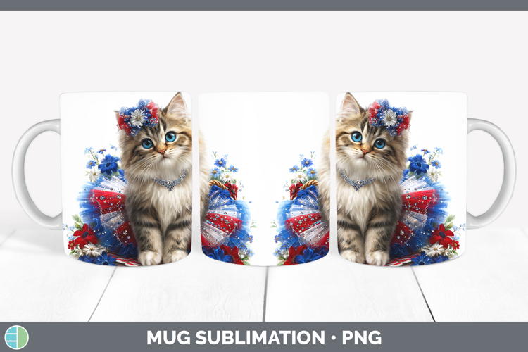 Cats Patriotic Siberian Cat Mug Wrap Sublimation Coffee Cup