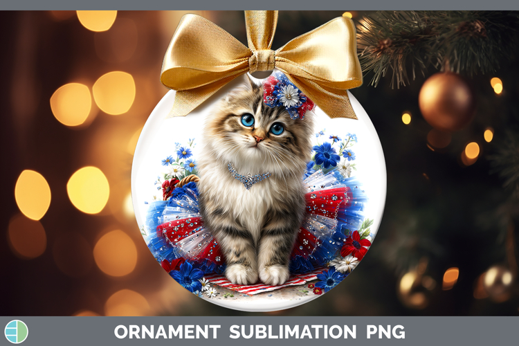 Cats Patriotic Siberian Cat Ornament Sublimation Bauble Desi
