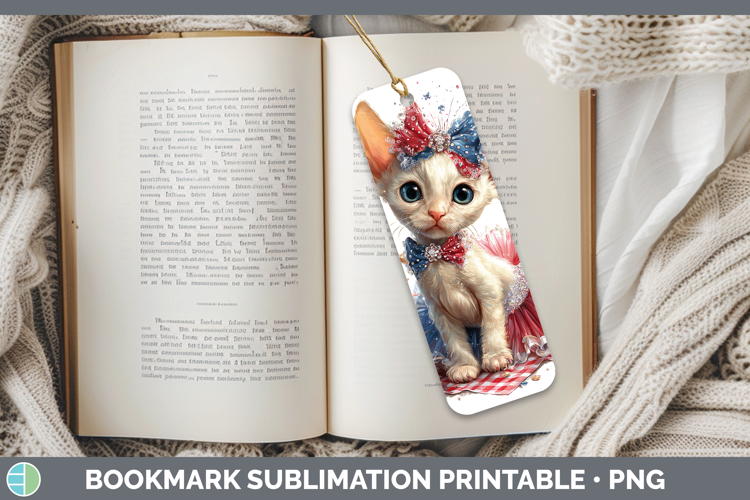 Cats Patriotic Sphynx Cat Bookmark Sublimation Printable Des