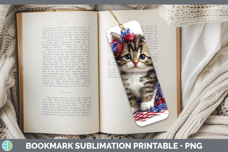 Cats Patriotic Tabby Cat Bookmark Sublimation Printable Desi