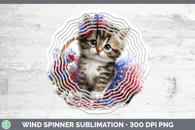 Cats Patriotic Tabby Cat Wind Spinner Sublimation Spinner De