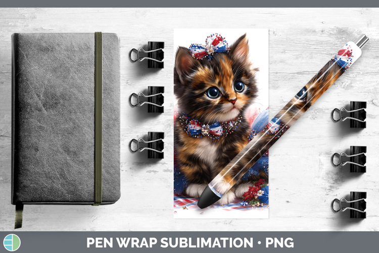Cats Patriotic Tortoiseshell Cat Pen Wrap Sublimation Pen De