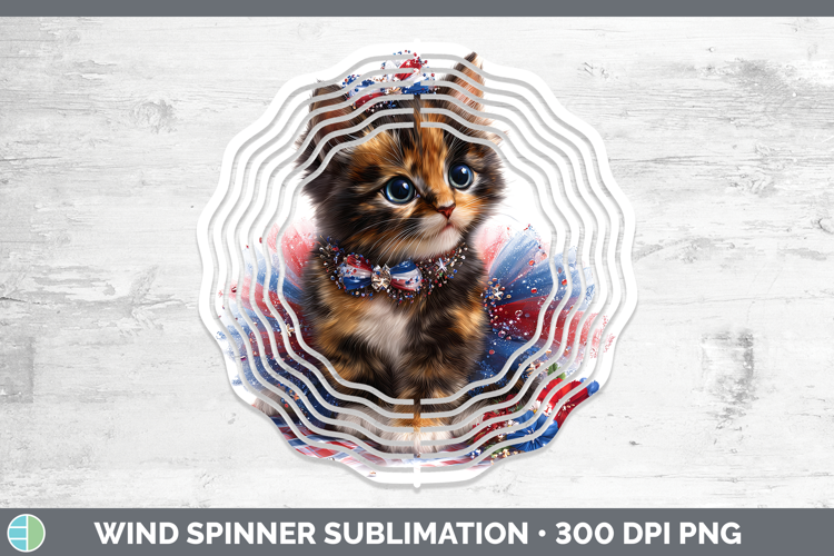 Cats Patriotic Tortoiseshell Cat Wind Spinner Sublimation Sp