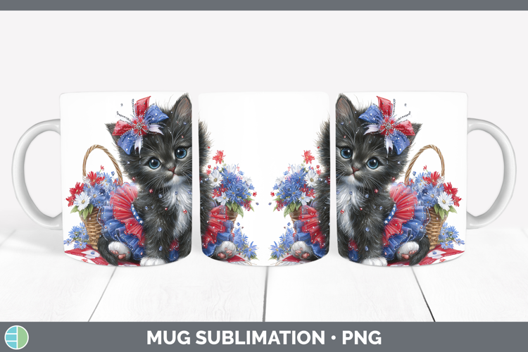 Cats Patriotic Tuxedo Cat Mug Wrap Sublimation Coffee Cup De