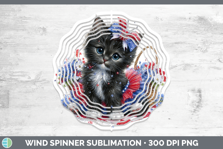 Cats Patriotic Tuxedo Cat Wind Spinner Sublimation Spinner D