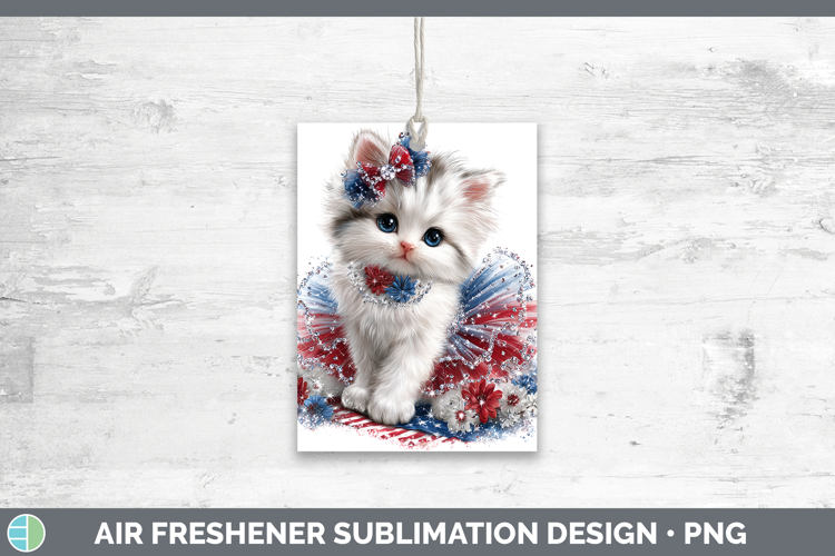 Cats Patriotic White Cat Air Freshener Sublimation Car Fresh
