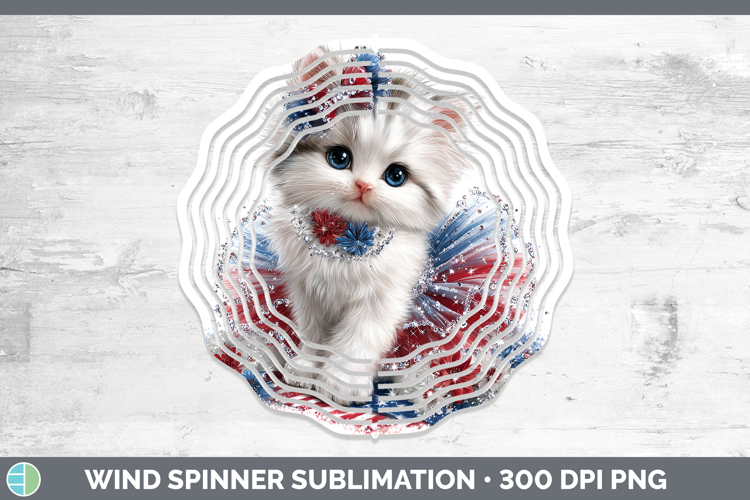 Cats Patriotic White Cat Wind Spinner Sublimation Spinner De