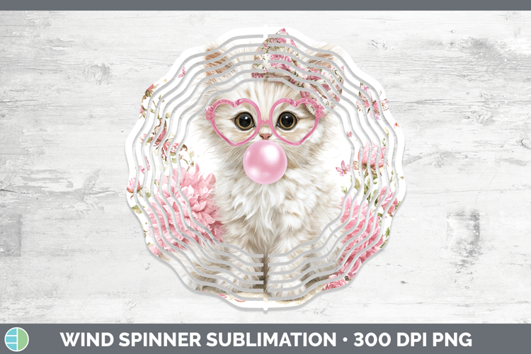 Angora Cats Pink Bubble Gum Wind Spinner Sublimation Design