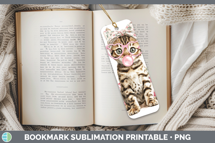 Bengal Cats Pink Bubble Gum Bookmark Sublimation Design