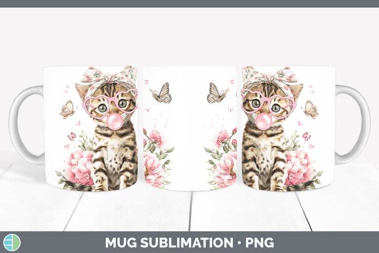 GorgeousCats Pink Bubble Gum Mug Wrap design.