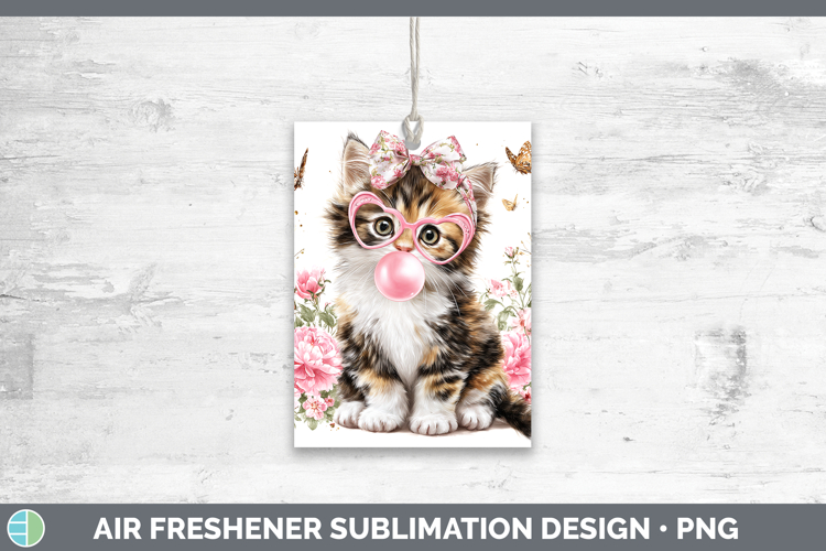 Calico Cats Pink Bubble Gum Air Freshener Sublimation Design