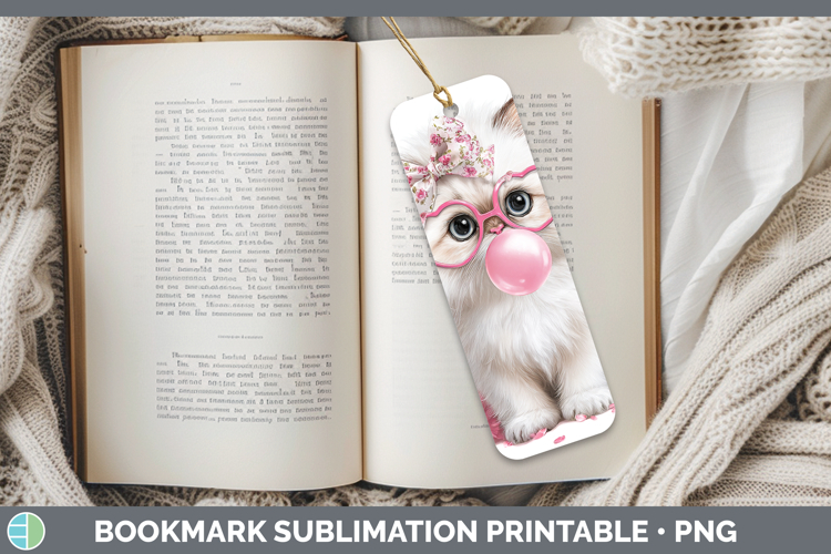 Himalayan Cats Pink Bubble Gum Bookmark Sublimation Design