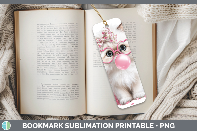 Himalayan Cats Pink Bubble Gum Bookmark Sublimation Design