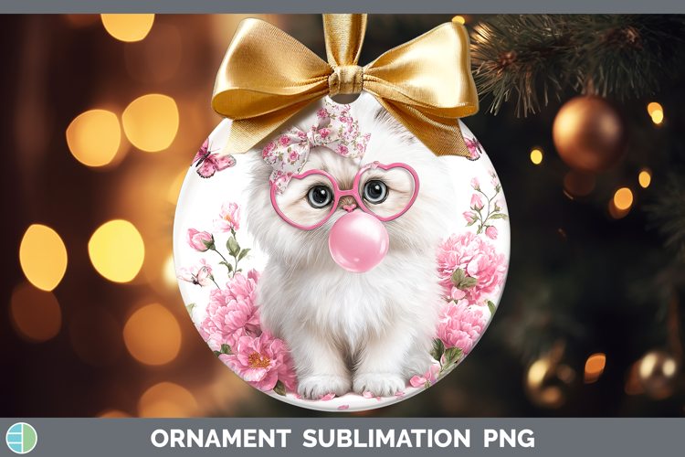 Himalayan Cats Pink Bubble Gum Ornament Sublimation Design