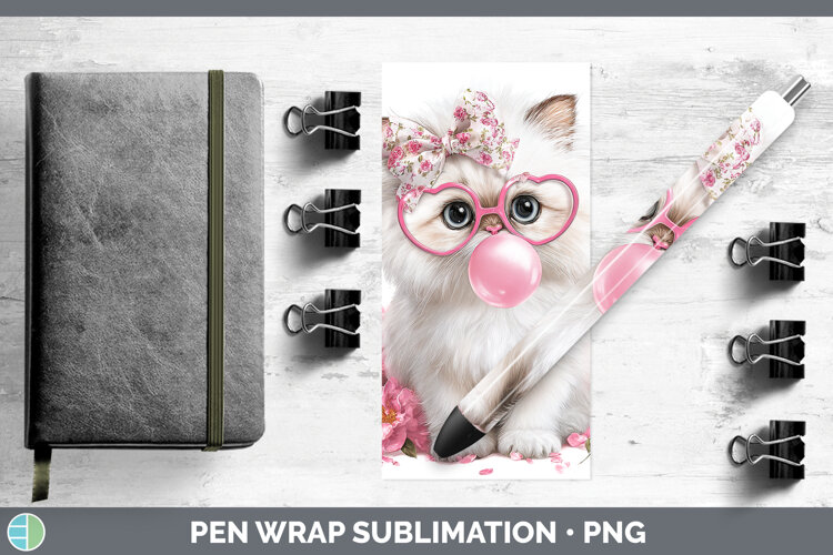 GorgeousCats Pink Bubble Gum Pen Wrap design.