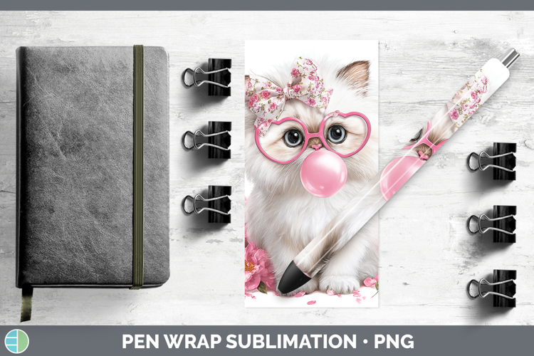 Himalayan Cats Pink Bubble Gum Pen Wrap Sublimation Design
