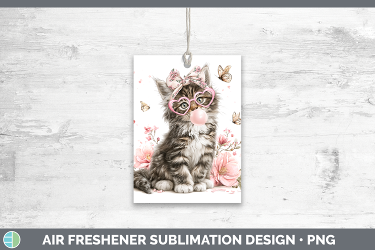 Maine Coon Cats Pink Bubble Gum Air Freshener Sublimation De
