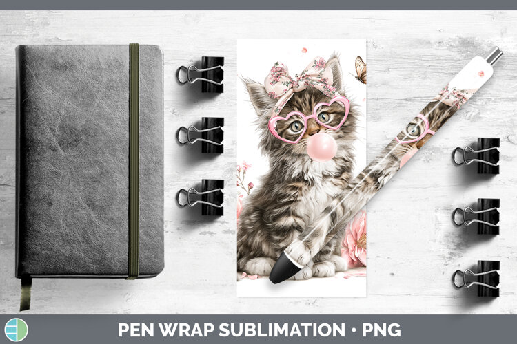 GorgeousCats Pink Bubble Gum Pen Wrap design.