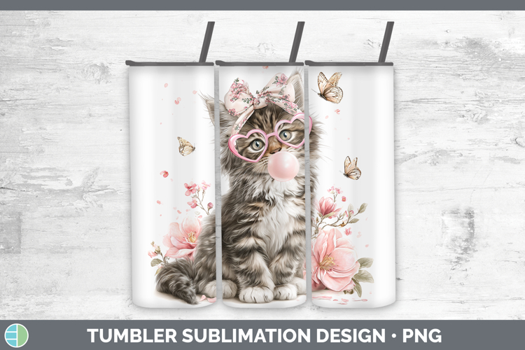 Maine Coon Cats Pink Bubble Gum Tumbler Sublimation Design