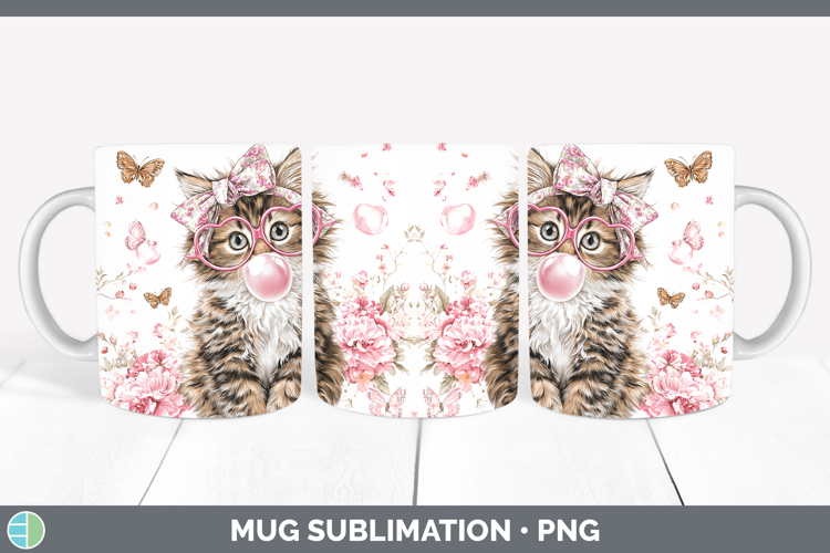 Norwegian Forest Cats Pink Bubble Gum Mug Wrap Sublimation D