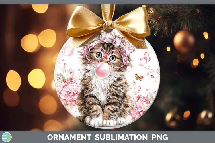 Norwegian Forest Cats Pink Bubble Gum Ornament Sublimation D