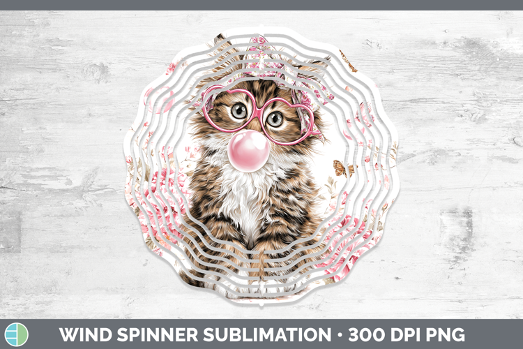 Norwegian Forest Cats Pink Bubble Gum Wind Spinner Sublimati
