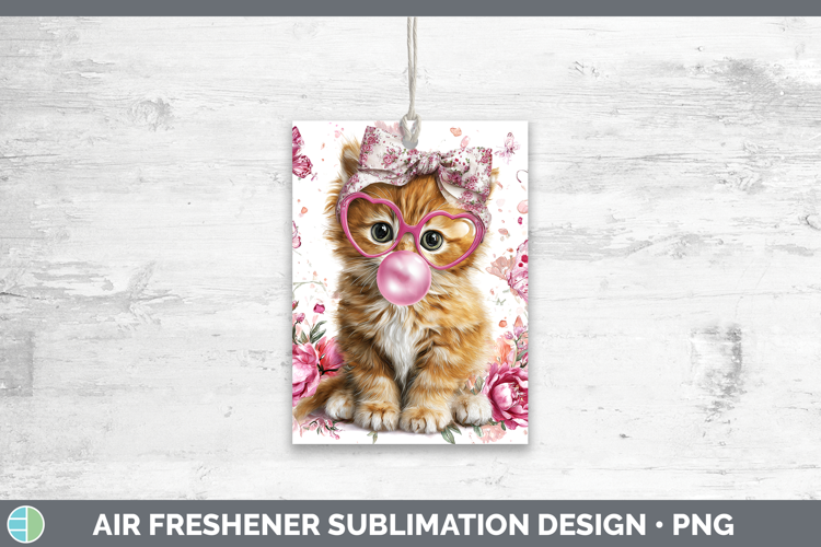 Orange Cats Pink Bubble Gum Air Freshener Sublimation Design