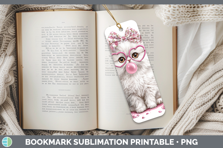 Persian Cats Pink Bubble Gum Bookmark Sublimation Design
