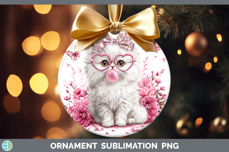 Persian Cats Pink Bubble Gum Ornament Sublimation Design