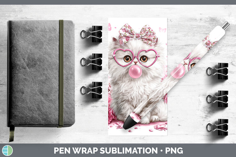 GorgeousCats Pink Bubble Gum Pen Wrap design.