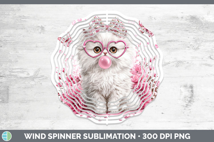 Persian Cats Pink Bubble Gum Wind Spinner Sublimation Design