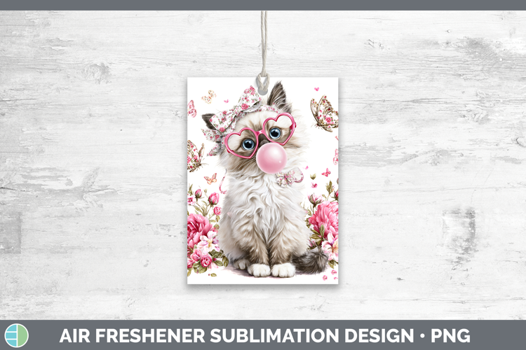 Ragdoll Cats Pink Bubble Gum Air Freshener Sublimation Desig