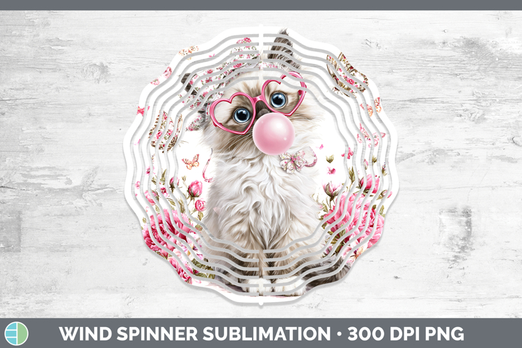 Ragdoll Cats Pink Bubble Gum Wind Spinner Sublimation Design
