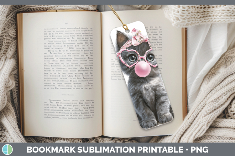 Russian Blue Cats Pink Bubble Gum Bookmark Sublimation Desig