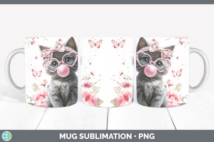 GorgeousCats Pink Bubble Gum Mug Wrap design.