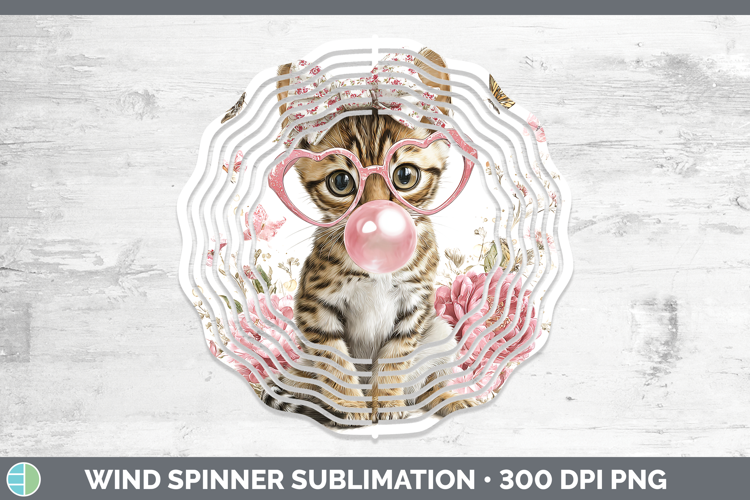Savannah Cats Pink Bubble Gum Wind Spinner Sublimation Desig