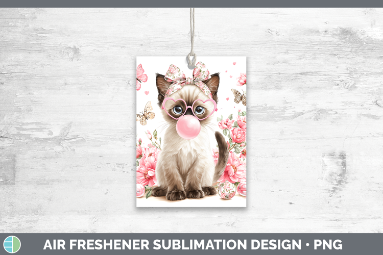 Siamese Cats Pink Bubble Gum Air Freshener Sublimation Desig