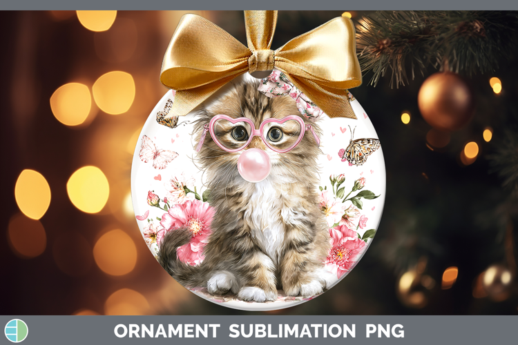 Siberian Cats Pink Bubble Gum Ornament Sublimation Design