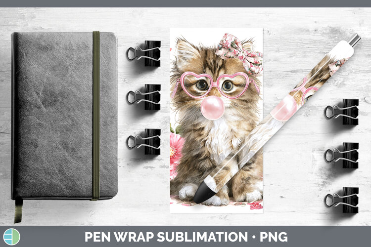 GorgeousCats Pink Bubble Gum Pen Wrap design.