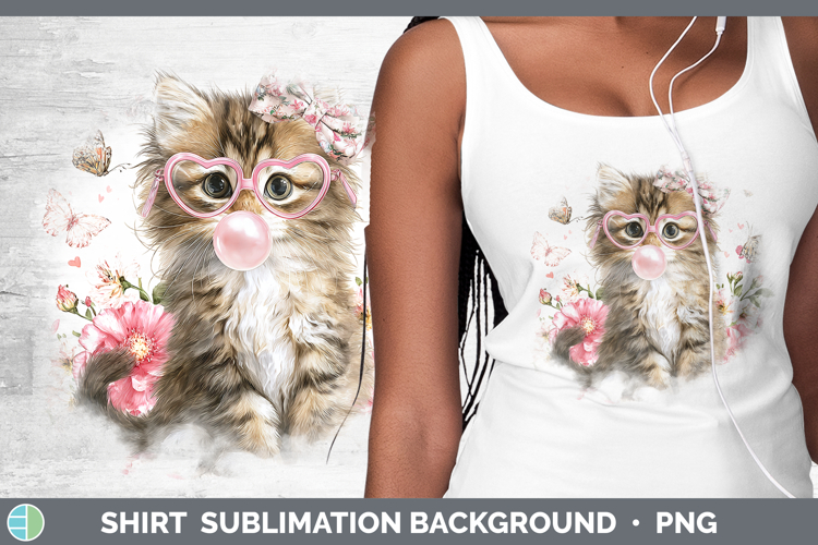 Siberian Cats Pink Bubble Gum Shirt Sublimation Design
