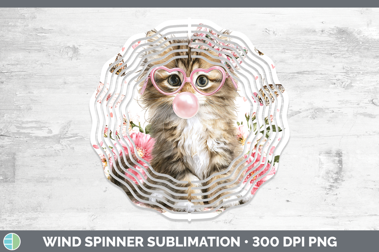 Siberian Cats Pink Bubble Gum Wind Spinner Sublimation Desig