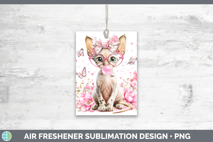 Sphynx Cats Pink Bubble Gum Air Freshener Sublimation Design