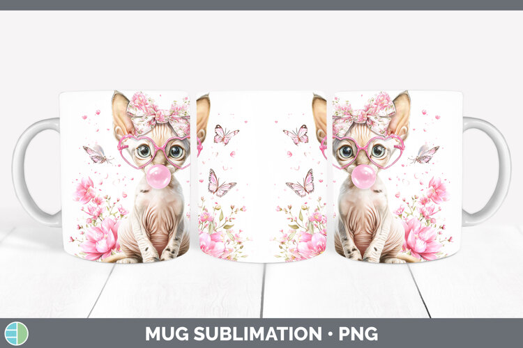 GorgeousCats Pink Bubble Gum Mug Wrap design.