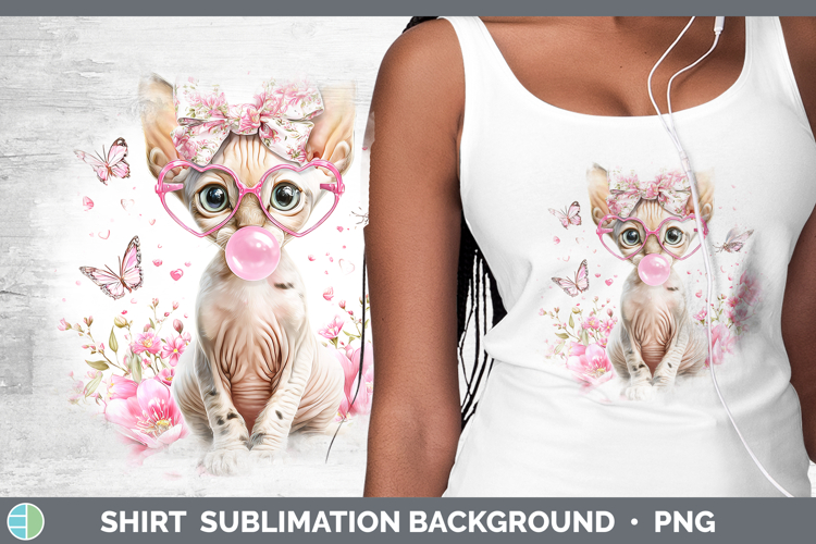 Sphynx Cats Pink Bubble Gum Shirt Sublimation Design