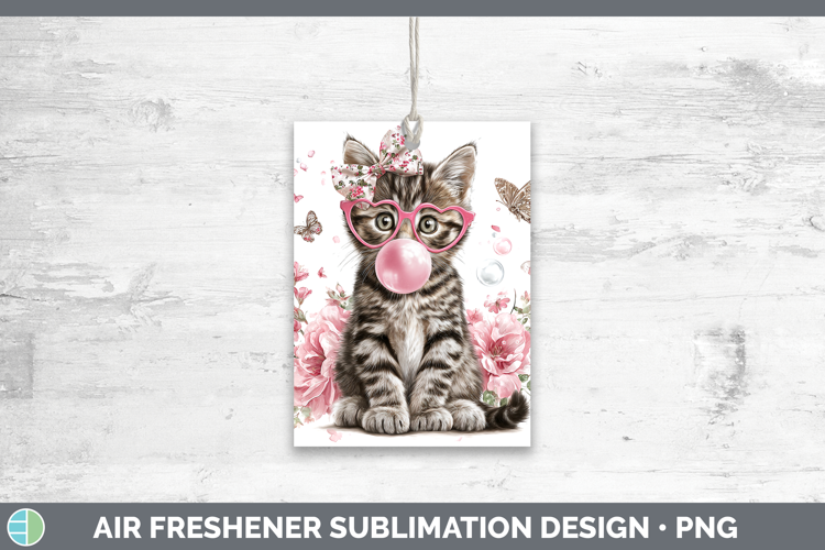 Tabby Cats Pink Bubble Gum Air Freshener Sublimation Design